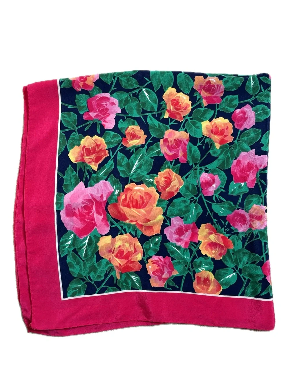 Rose Floral Print Square Chiffon Scarf 29